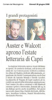 Auster e Walcott aprono l'estate letteraria di Capri